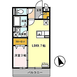 シャトレ清風 1LDKの間取図画像