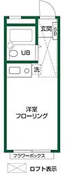 ヴィレッヂストン分梅 2階ワンルームの間取り
