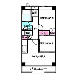 リバージュ住吉 3LDKの間取図画像
