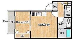 メゾンヤナギカゲ 1LDKの間取図画像