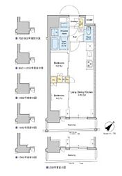 プラウドフラット日本橋馬喰町 2LDKの間取図画像