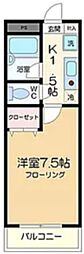 パルテノン綾瀬 1Kの間取図画像
