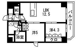 ＴＲＡＤＩＳ両国III 7階2LDKの間取り