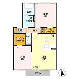 DALTON1 1階2LDKの間取り