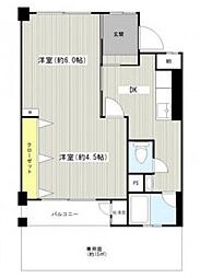 篠原コーポラスB棟 1DKの間取図画像
