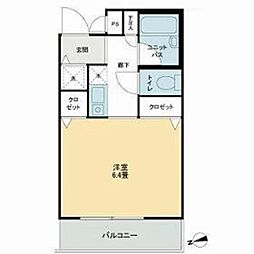 ハイツ南常盤台 2階1Kの間取り