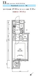 ティモーネグランデ新川崎 1Kの間取図画像