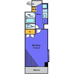 JR山手線 田町駅 徒歩8分の賃貸マンション 5階1Kの間取り