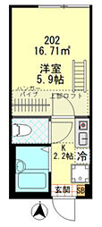 Grand Louvre 平和島 1Kの間取図画像