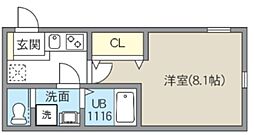 レピュア北千住レジデンスIII 1階1Kの間取り