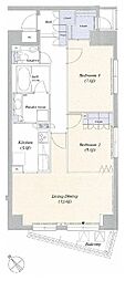 デュオフラッツ赤坂 2LDKの間取図画像