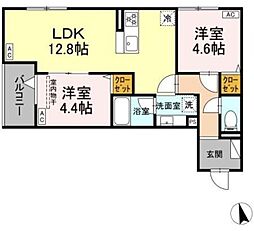 セレスティア東葛西 VI 2階2LDKの間取り