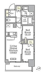 グランエール西日暮里 2LDKの間取図画像