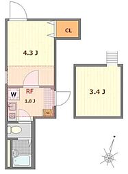 ノーザンロード志茂 3階1Kの間取り