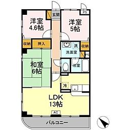メルベーユ・アズール 1階3LDKの間取り
