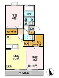 メゾンドシャルマン 2LDKの間取図画像