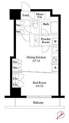 グランスイート銀座レスティモナーク 4階1DKの間取り