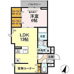 セレスティア谷在家 1階1SLDKの間取り