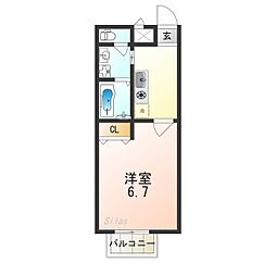 アンプルールmille 1Kの間取図画像