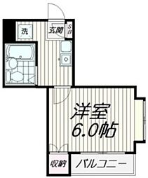 第二ハイツ桐原 2階1Kの間取り