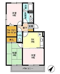 プランドール 3階3DKの間取り