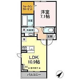 トリアテュラー 1LDKの間取図画像