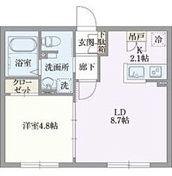 グローリオシェルト志村坂上 1LDKの間取図画像