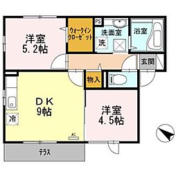 メゾン松之浜2 2DKの間取図画像