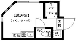 森テラス ワンルームの間取図画像