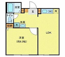 東京メトロ日比谷線 南千住駅 徒歩4分の賃貸マンション 1階1LDKの間取り