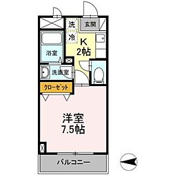 リブイル 3階1Kの間取り