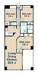 モンパルテ 5階3LDKの間取り