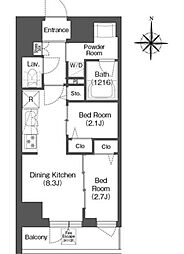 コンフォリア・リヴ西蒲田 10階2DKの間取り