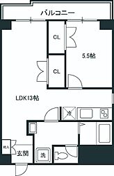 グリーンパークハイライズ 1LDKの間取図画像