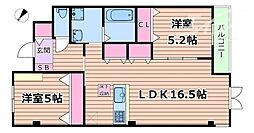 Chaleur 2LDKの間取図画像