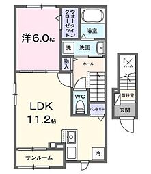 プラウドシティ南大塚Ｆ 2階1LDKの間取り