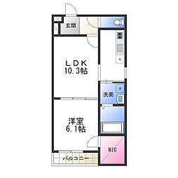 フジパレス浜寺石津西 1階1LDKの間取り