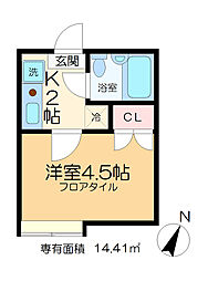 リバーパーク一之江A 1Kの間取図画像