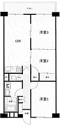 所沢ハイコーポマンション 8階3LDKの間取り