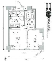 スカイコート品川パークサイド2 1LDKの間取図画像