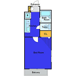 東急目黒線 西小山駅 徒歩15分の賃貸マンション 3階1Kの間取り