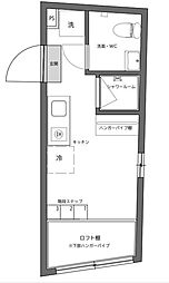 京急本線 大森町駅 徒歩4分の賃貸マンション 5階ワンルームの間取り