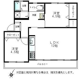 岩槻南平野団地1 2LDKの間取図画像