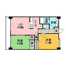 東京メトロ東西線 行徳駅 徒歩8分の賃貸マンション 6階2LDKの間取り