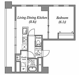 オーパスホームズ八丁堀 1LDKの間取図画像
