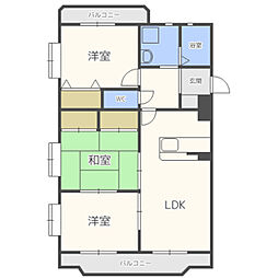 グランデージ空港南 3LDKの間取図画像
