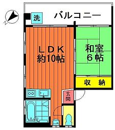 大悠ハイツ 3階1LDKの間取り