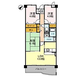 シャルマン木ノ元 4階3LDKの間取り