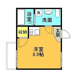 セレーノプリモI 3階1Kの間取り