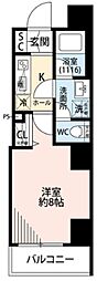プレール・ドゥーク中野富士見町 1Kの間取図画像